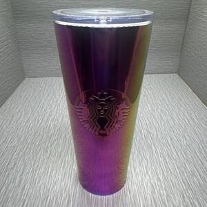 Starbucks Purple Iridescent Stainless‎ Steel Tumbler 24oz Lid Cup Rare